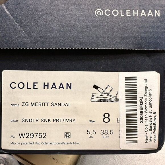 Cole Haan ZeroGrand Meritt Womens Size 8 (B) Sandals Sand Dollar Snake Print NEW - Picture 9 of 9